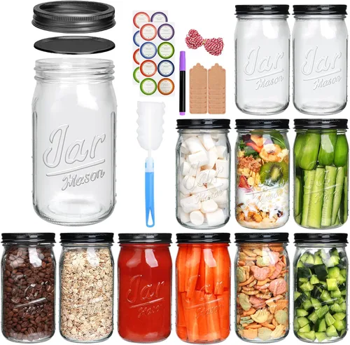 Miniatura 19 de QAPPDA Frascos Mason, Tarros de Vidrio Con Tapas de 8 oz, Tarros de Conservas Para Encurtidos y Almacenamiento de Cocina, Tarros de Especias de Boca
