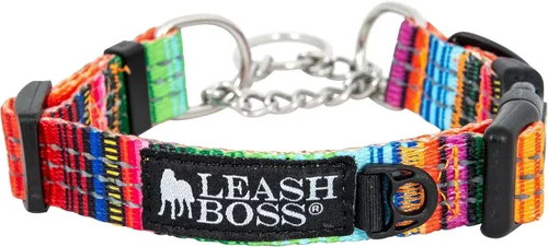 Miniatura 11 de Leash Boss Collar Martingale para perros – Cadena de acero Collar de nailon reflectante para perros grandes, medianos y pequeños Collar de Azul