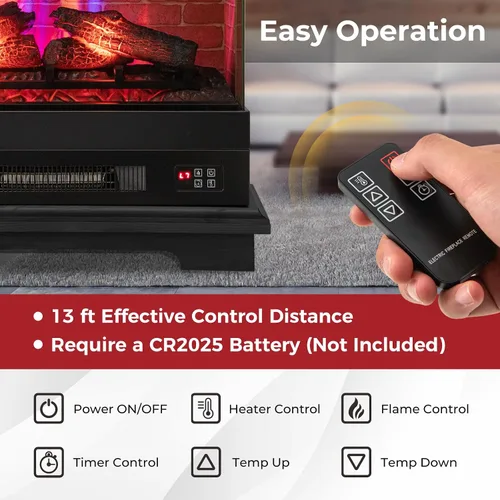 Miniatura 8 de SIMOE Chimenea eléctrica de 27 pulgadas, chimenea independiente con chimenea, llama 3D y 7 colores de llama, protección contra sobrecalentamiento