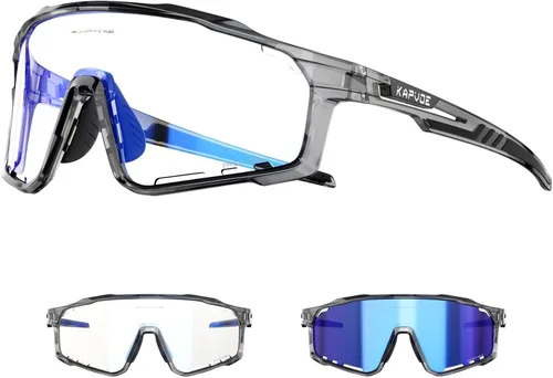 KAPVOE Gafas de ciclismo fotocromáticas para hombres y mujeres, gafas de sol deportivas, marco de decoloración HD, gafas de bicicleta K76