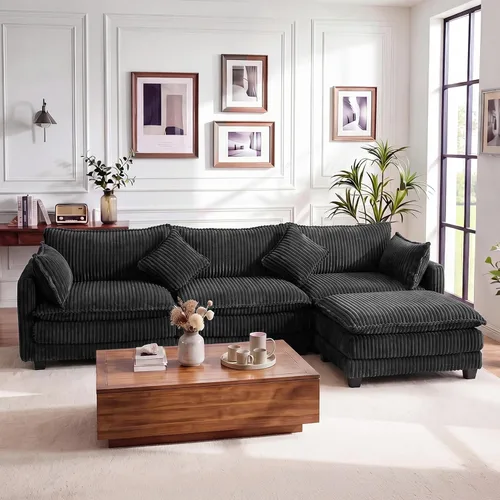 Miniatura 26 de Vesgantti Sofá de nube de 74 pulgadas para sala de estar, sofá modular de 2 plazas, sofá modular de pana de doble cojín, sofás pequeños de pana