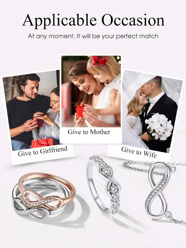 Miniatura 6 de Bestyle Anillos simples de plata de ley S925 con circonita cúbica, bonitos anillos de amistad para mejores amigos, delicados anillos de boda