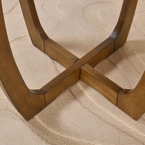 Miniatura 8 de PADMA HOUSE Mesa auxiliar redonda de madera con patas curvas, mesa auxiliar circular de tambor con mesa de copo de nieve, mesa auxiliar de sofá