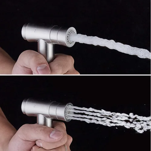 Miniatura 3 de CIENCIA WS024B - Pulverizador de pañales de tela de acero inoxidable Shattaf de 2 modos de pulverización, rociador de bidé para inodoro, níquel