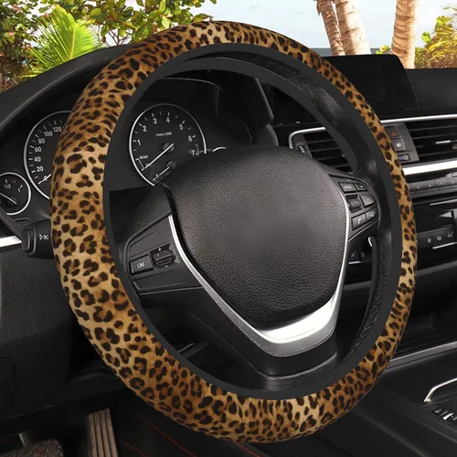 Miniatura 13 de Funda de volante con puntos negros abstractos, protector elástico antideslizante para volante, decoración interior de automóvil para mujeres