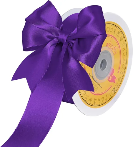 Miniatura 144 de Cinta de satén blanca antigua de doble cara de 1-1/2 pulgadas x 50 yardas, cinta de poliéster para envolver regalos, día de San Valentín, bodas