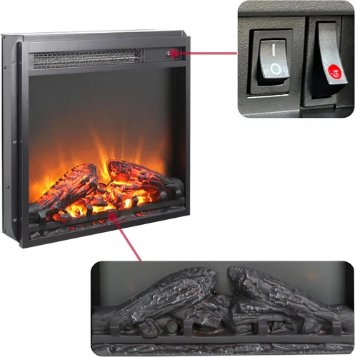 Miniatura 5 de Inserto de chimenea eléctrica de 18 pulgadas, calentador ultrafino con juego de troncos y llama realista, protección contra sobrecalentamiento