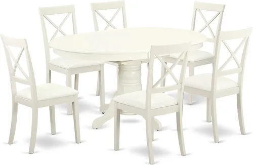 Miniatura 14 de East West Furniture AVBO5-LWH-LC - Juego de comedor de 5 piezas que incluye una mesa de comedor ovalada con hoja de mariposa y 4 sillas tapizadas