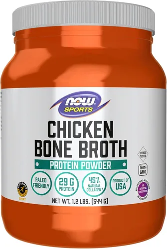 NOW Sports Nutrition, caldo de hueso de pollo en polvo hecho con extracto de hueso de pollo de alta calidad, 1.2 libras