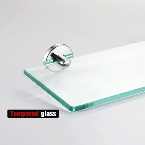 Miniatura 7 de JQK Estante de vidrio para baño cromado, almacenamiento de ducha de vidrio templado 30 por 5 pulgadas, montaje en pared cromado pulido de acero Cromo