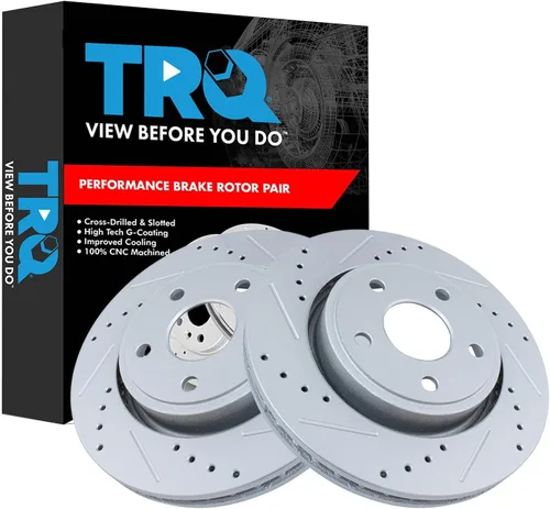 Miniatura 290 de TRQ Juego de rotores de freno de rendimiento trasero con revestimiento G premium compatible con Mazda 6 2014-2021