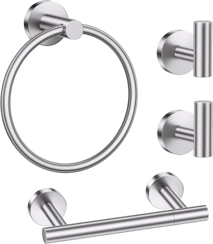 Miniatura 16 de Lairuier Juego de accesorios de baño, juego de 4 piezas de soporte para toallas que incluye soporte para papel higiénico, anillo para toallas y 2