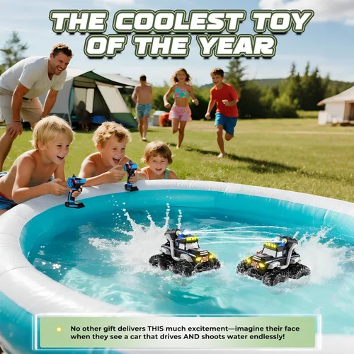 Miniatura 8 de Coche de control remoto, juguetes impermeables de camiones monstruos, autos RC anfibios 1:18, 2.4 GHz 4WD todo terreno, camión de juguete, juguetes