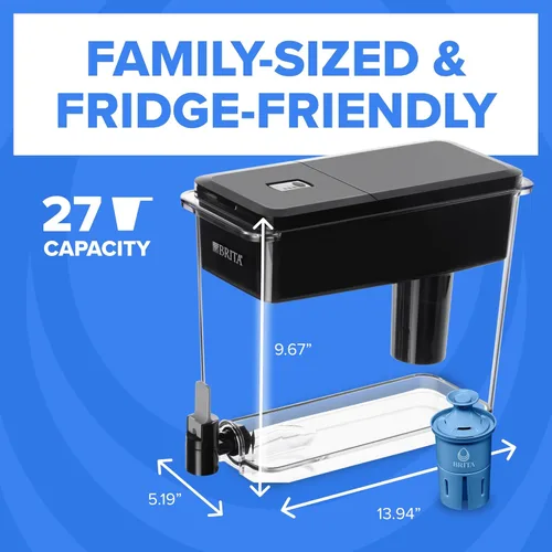 Miniatura 7 de Brita Dispensador de filtro de agua Elite extra grande de 27 tazas, certificado WQA NSF/ANSI, reduce el 99% del plomo, microplásticos y 30