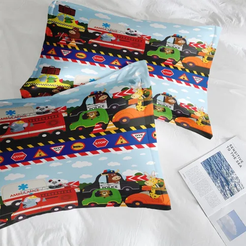 Miniatura 7 de Juego de edredón vintage con diseño de coche y león para niños, niños pequeños, adolescentes y adultos, tamaño individual, juego de ropa de cama