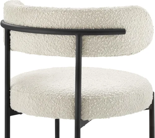 Miniatura 8 de Modway EEI-6516-IVO-BLK Albie Boucle - Juego de 2 sillas de comedor de tela, color negro marfil