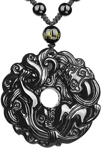 Miniatura 32 de Collar de obsidiana negra con colgante de protección y cadena de cuentas extendida, amuleto de piedra de cristal curativo para hombres y mujeres