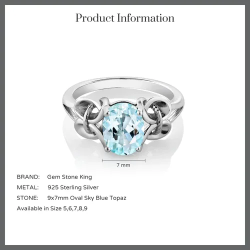 Miniatura 38 de Gem Stone King Anillo de compromiso ovalado con piedra natal para mujer, plata de ley 925, ovalado de 0.354 x 0.276 in, anillo de compromiso