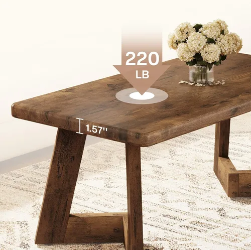 Miniatura 8 de Tribesigns Mesa auxiliar, mesa central de granja con patas en forma de V, mesas rectangulares de sala de estar de 47.2 x 23.6 pulgadas, fácil