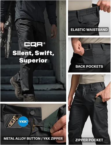 Miniatura 72 de CQR – Pantalones tácticos elásticos tipo cargo para hombre, resistentes al agua, de tela ripstop (antidesgarros), ligeros, ideales para uso diario