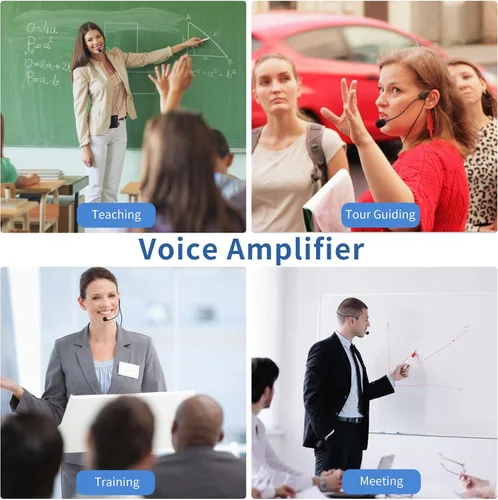 Miniatura 2 de Amplificador de voz para profesores con micrófono con cable y cintura, megáfono portátil recargable para aulas, discursos, guía turístico
