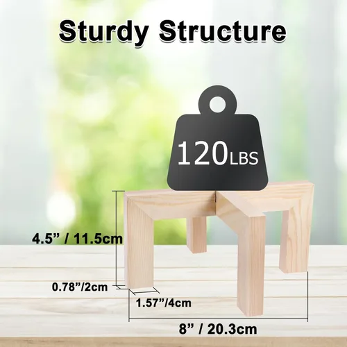 Miniatura 4 de Vigordream Soporte para plantas, soporte de madera para interiores y exteriores, soporte para macetas individuales, soportes resistentes