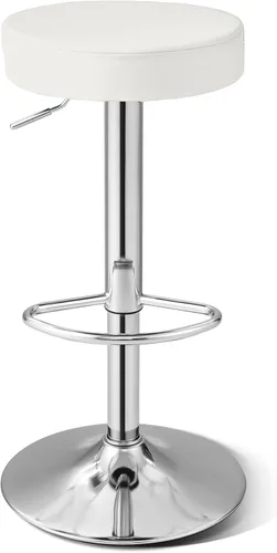 Miniatura 13 de WATERJOY Taburetes de barra redondos ajustables, taburete de bar giratorio de Seat de la PU con reposapiés
