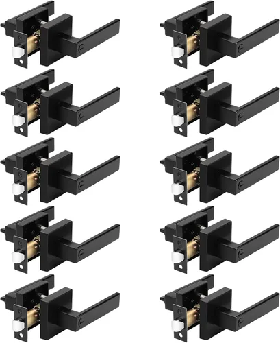 Probrico - Juego de 10 manijas de puerta de privacidad, manijas de puerta de color negro mate resistentes, sin llave, juego de perillas de puerta