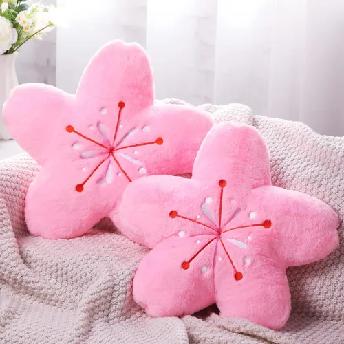 Unittype Juego de 2 cojines de felpa con diseño de flor de cerezo Sakura, decoración estética, cojín Kawaii para dormitorio, automóvil, cama, sofá