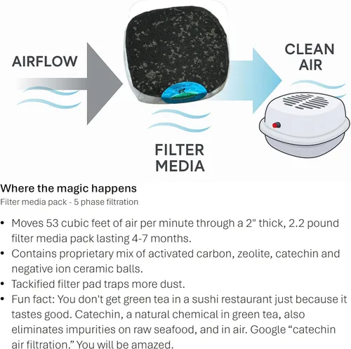 Miniatura 4 de Filtro de aire purificado para caja de arena de aire, para gatos, hurones y vehículos recreativos, diseñado para eliminar el olor y el polvo, medios