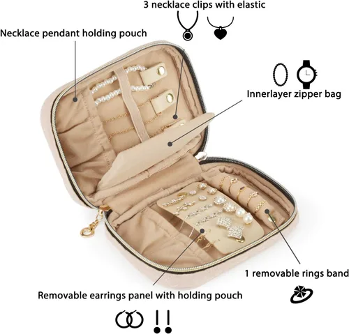 Miniatura 18 de BAGSMART Estuche organizador de joyería, de viaje para collar, aretes, anillos, brazalete