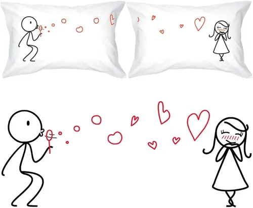 BoldLoft Fundas de almohada para parejas de My Heart to Yours (tamaño King) para él y para ella, regalos para novia, esposa, fundas de almohada de