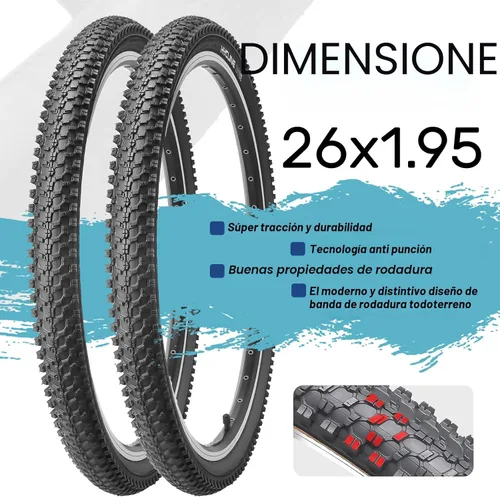Miniatura 3 de Hycline Juego de 2 neumáticos para bicicleta de montaña: 20/24/26/27.5 pulgadas, repuesto plegable de alto rendimiento, resistentes al desgaste