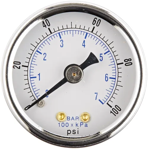 Miniatura 10 de PIC Gauges 102D-158B-GL Medidor de presión en seco de montaje trasero central con caja de acero negro, internos de latón, bisel cromado, lente