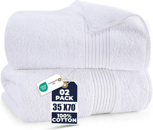 Utopia Towels Paquete de 2 toallas de baño, 35 x 70 pulgadas, toallas de ducha extra grandes, 100% algodón hilado en anillo, suave y absorbente,