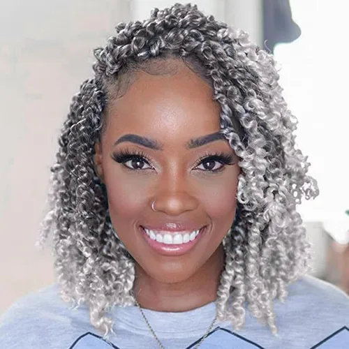 Miniatura 22 de Leeven Cabello de Ganchillo para Mujeres 16 Pulgadas Cabello de Passion Twist Pre-Retorcido 8 Paquetes Ombre Marrón Pre-Enrollado Bomb Crochet #T30