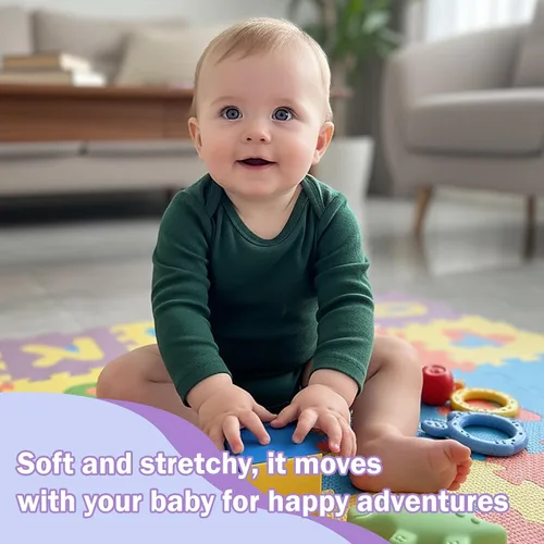 Miniatura 15 de DEFAHN Paquete de 2 mamelucos unisex para bebé, viscosa súper suave de bambú, unicolor de manga larga para bebés niños y niñas