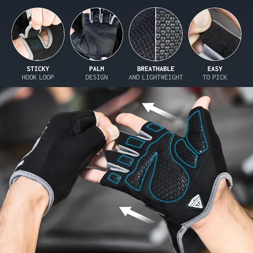 Miniatura 3 de FIGHTECH Guantes de entrenamiento para hombres y mujeres, guantes sin dedos para levantamiento de pesas con palmas acolchadas, guantes de gimnasio