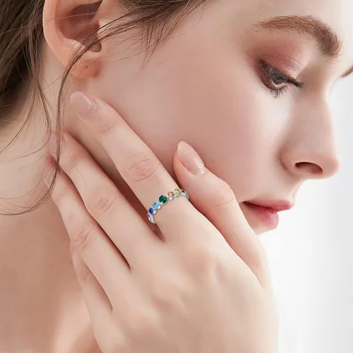 Miniatura 5 de AOBOCO Anillo de chakra para mujer, plata de ley 925, cristales curativos, joyería para niñas, mamá, hija