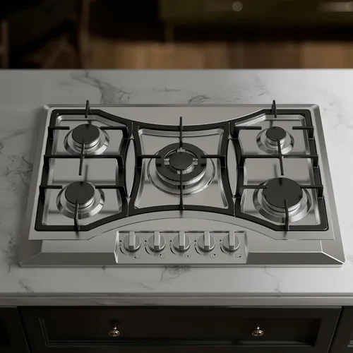 Miniatura 3 de Placa de cocina de gas de 30 pulgadas con 5 quemadores sellados, estufa de acero inoxidable, rejillas de hierro fundido aptas para lavavajillas