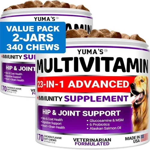 Miniatura 8 de Vitaminas y suplementos para perros – 170 golosinas – Multivitamínico masticable con glucosamina – Multivitamínico para perros mayores y cachorros