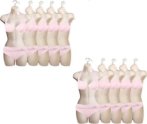 Miniatura 33 de Maniquí Femenino de Cadera de Torso Largo Espalda Hueca Cuerpo Apilable Forma de Vestido con Gancho Colgante para Exhibición de Camisetas, Encimera