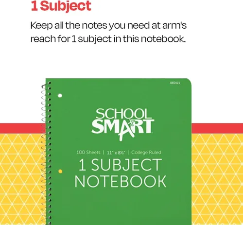 Miniatura 6 de School Smart Cuaderno de espiral no perforado de 1 materia, 100 hojas, 11 x 8-1/2 pulgadas