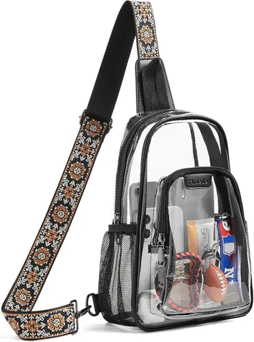 Miniatura 13 de Bolsa transparente para eventos de estadio, aprobada con 4 bolsillos, bolsa transparente para mujeres y hombres, bolsa cruzada transparente