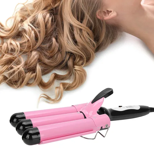 Miniatura 3 de 3 barriles rizadores de pelo, rizador de pelo de 3 barriles de 1.102 in, rizador de pelo eléctrico, herramienta de peinado para peinado largo