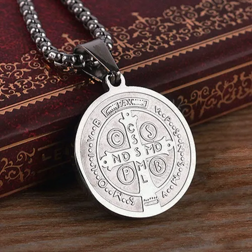 Miniatura 3 de NIGHTCRUZ Collar con medalla de San Benito, colgante de medalla de San Benito para Talismán Protector Religioso