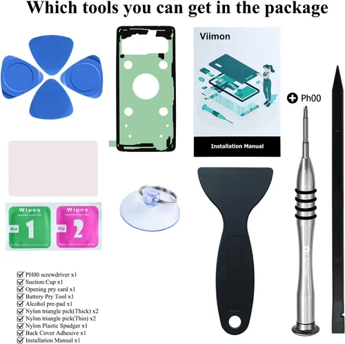 Miniatura 3 de Kits de reemplazo de batería Viimon S10 (nueva versión mejorada) para todos los modelos Samsung Galaxy S10 SM-G973U con adhesivo y kits
