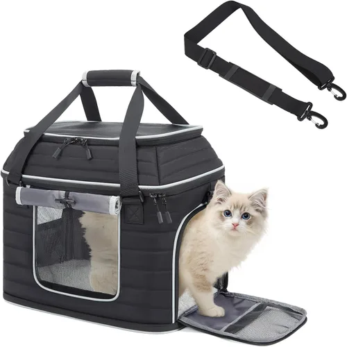 Miniatura 9 de Transportador expandible para perros y gatos: transportador de mascotas de lados suaves aprobado por aerolíneas, grande, pequeño, mediano, plegable