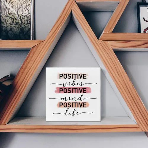 Miniatura 5 de Escritorio de oficina en casa, caja de madera, decoración de letrero de caja de madera positiva, vida mental, citas inspiradoras, decoración