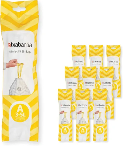 Miniatura 10 de Bolsas de basura Brabantia PerfectFit (Tamaño M/16 Gal) Bolsas gruesas de plástico para caneca de basura con asas de cordón (40 bolsas)